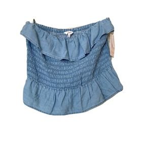 Candies Smocked Ruffle Tube Top Blue Sz M